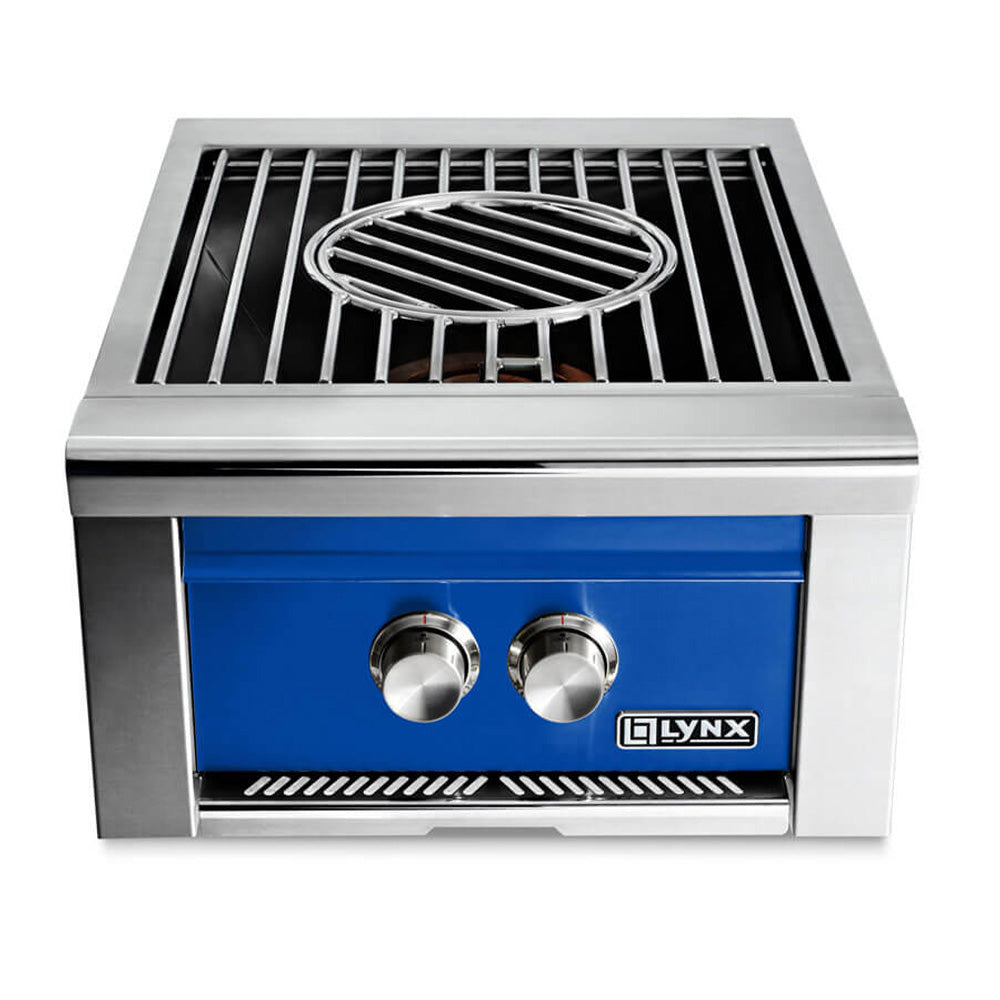 Built-in gas burner with stainless body, round grate, two knobs, Lynx logo