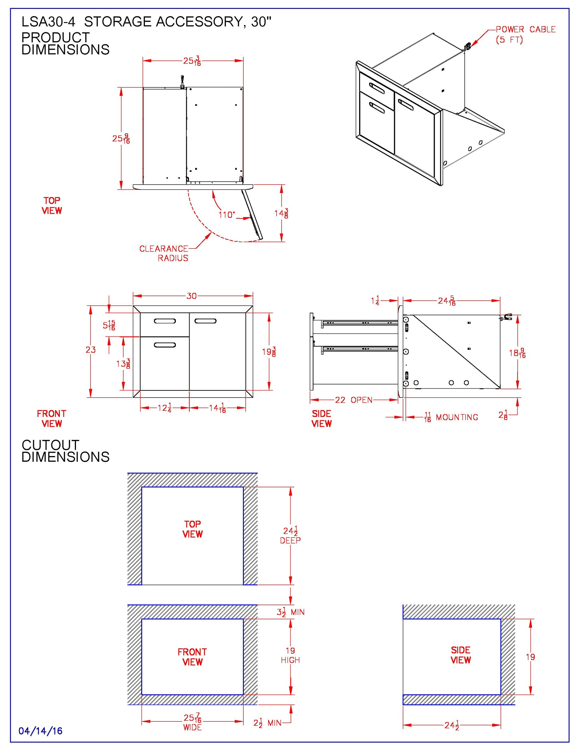 Lynx Ventana Access Door And Double Drawer Combo, 30x23-Inch