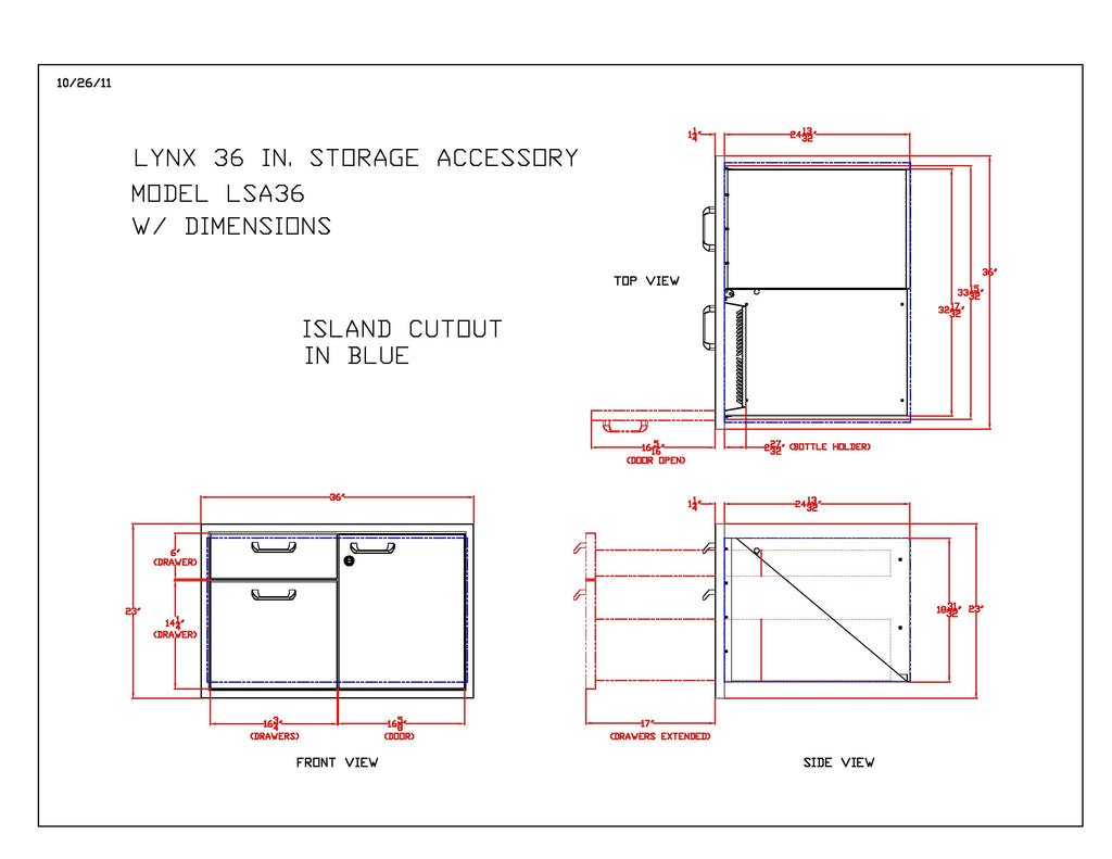 Lynx Professional Access Door And Double Drawer Combo, 36x23-Inch