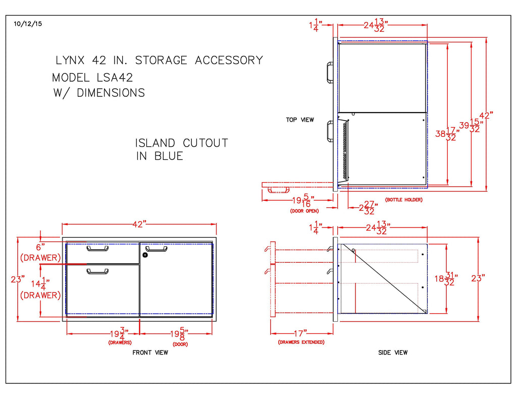 Lynx Professional Access Door And Double Drawer Combo, 42x23-Inch
