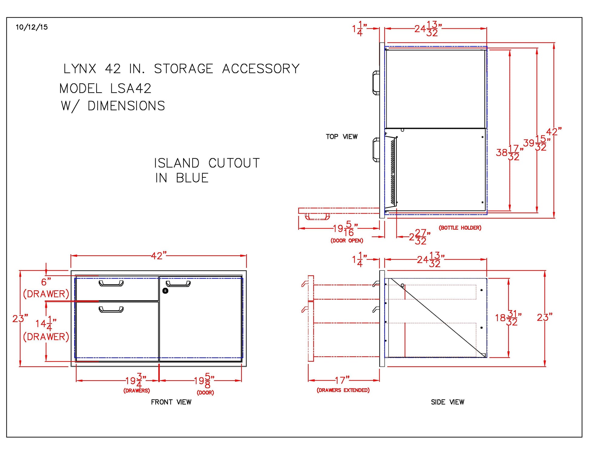 Lynx Professional Access Door And Double Drawer Combo, 42x23-Inch