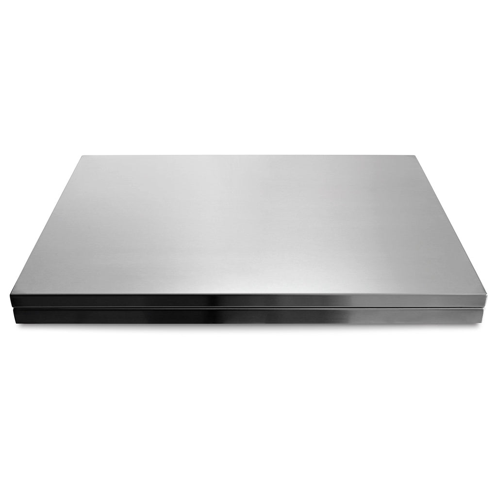Double side burner cover with flat stainless lid