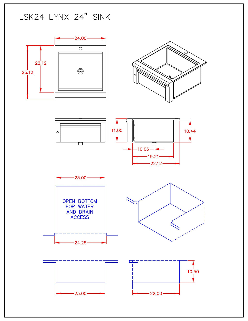 Lynx Outdoor Sink, 24-Inch