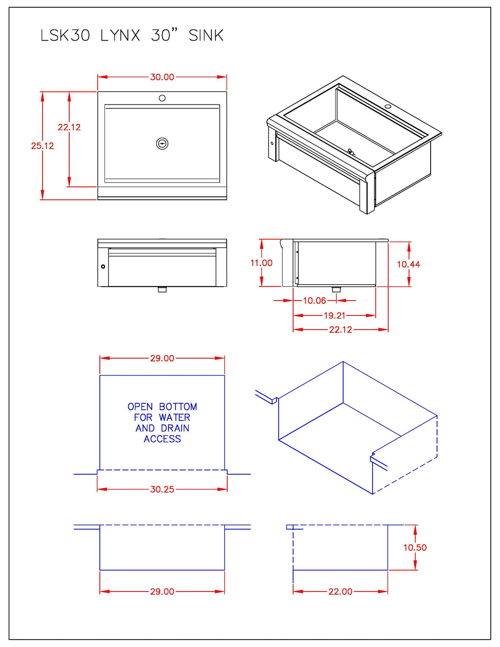 Lynx Outdoor Sink, 30-Inch