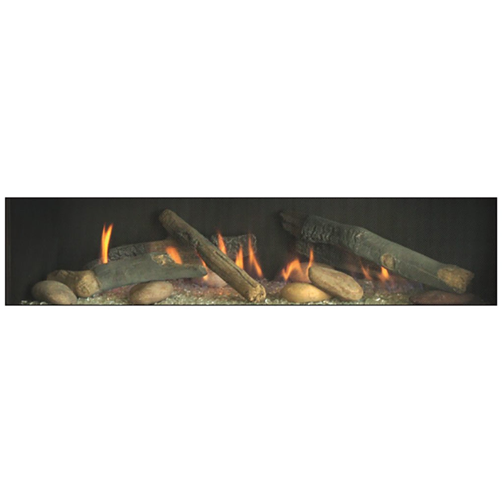Faux log and river rock accessory kit with lit flames