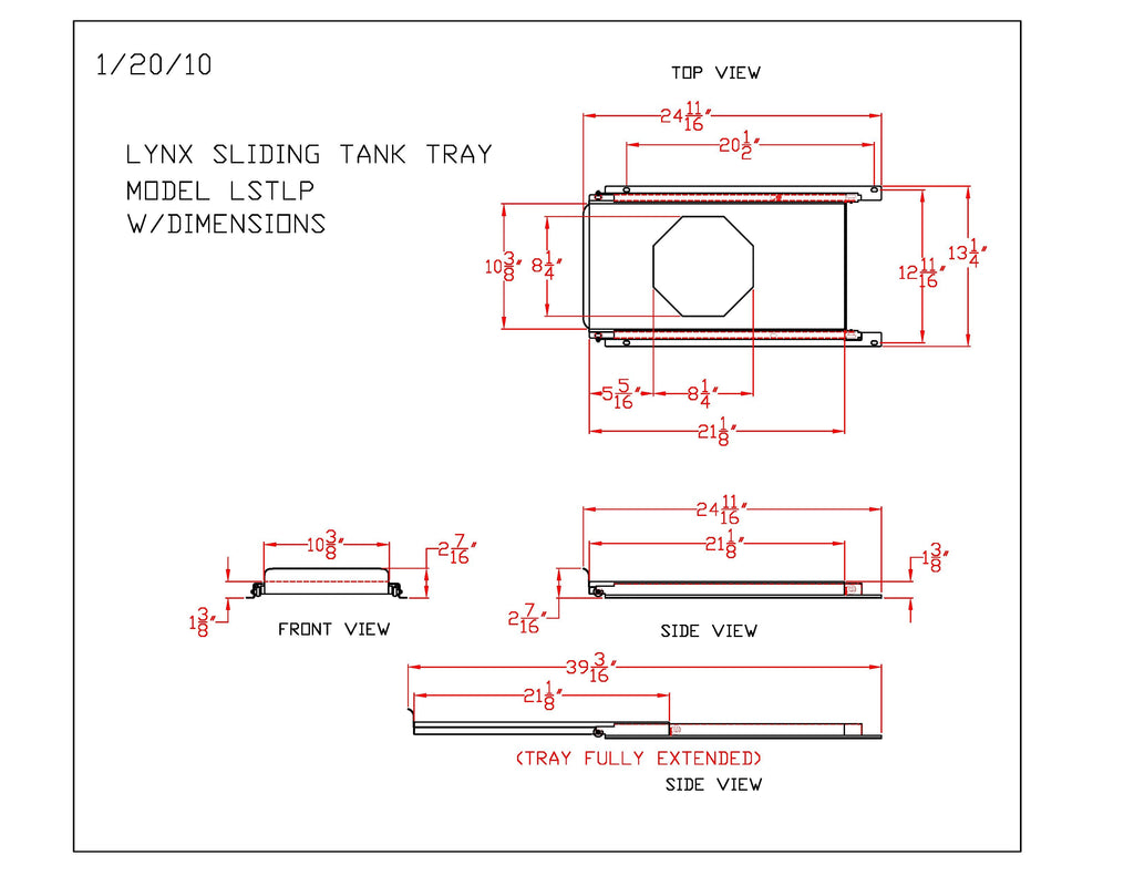Lynx Slide Out Propane Tank Tray, 13.25x1.375-Inch