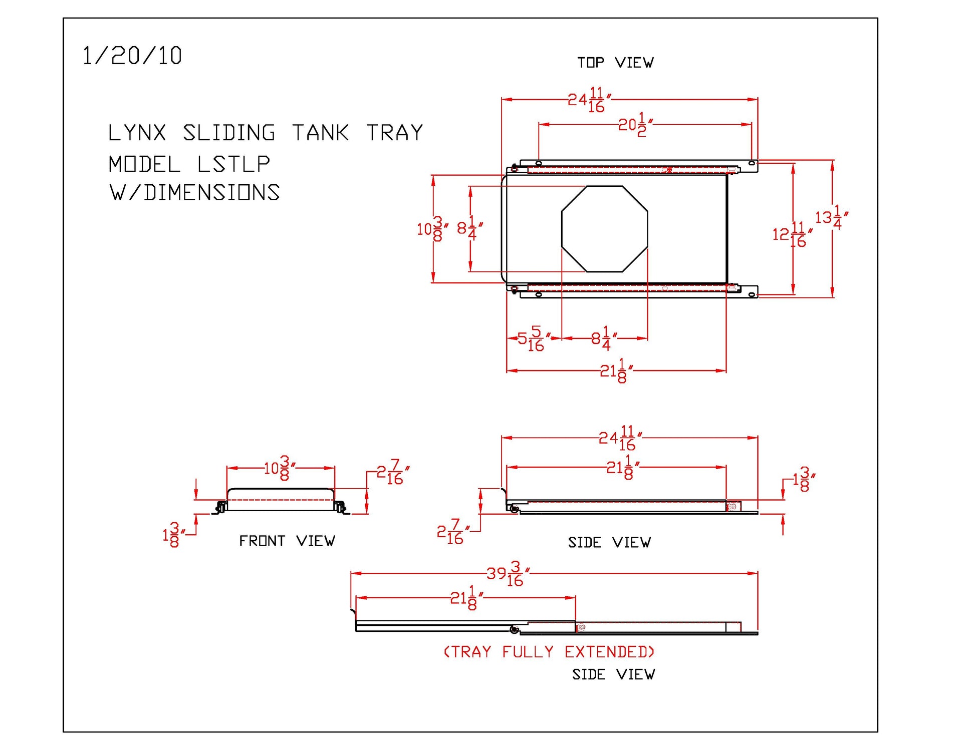 Lynx Slide Out Propane Tank Tray, 13.25x1.375-Inch