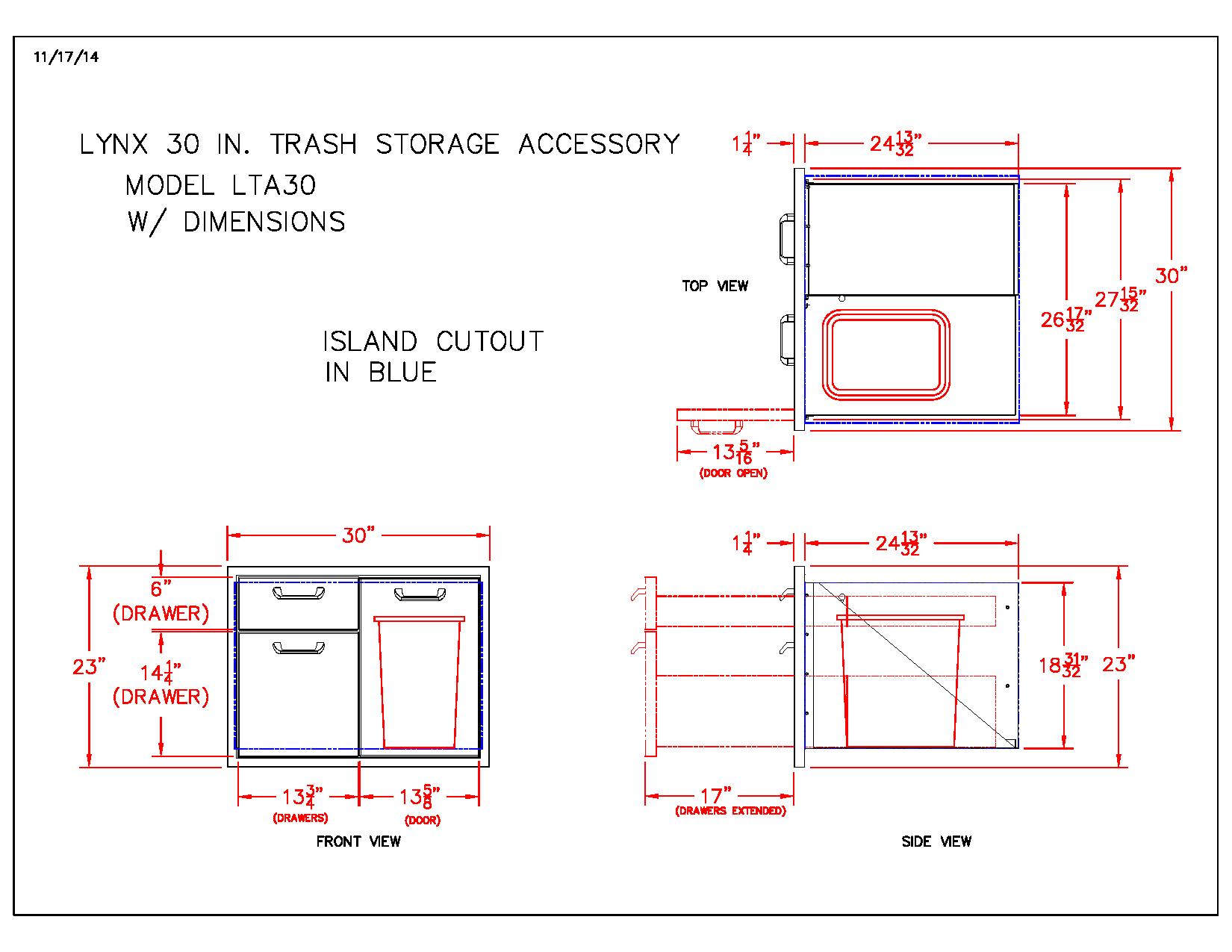 Lynx Professional Trash Drawers Combo Unit, 30x23-Inch