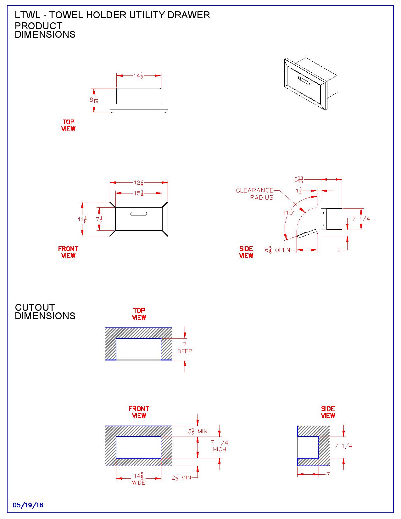 Lynx Paper Towel Drawer, 16.325x10-Inch