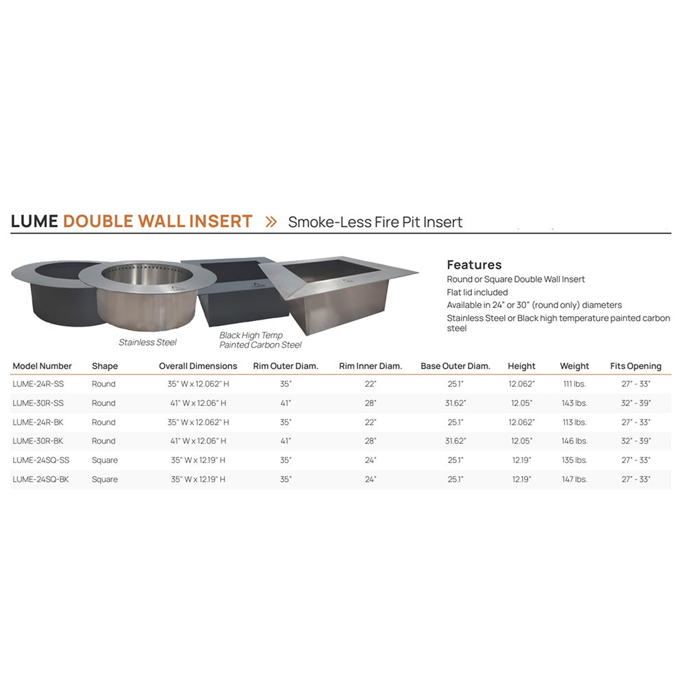 Firegear 30-inch Round Smokeless  Double Wall Insert