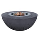 Outdoor fire bowl with slate-gray GFRC surround and stainless smokeless insert