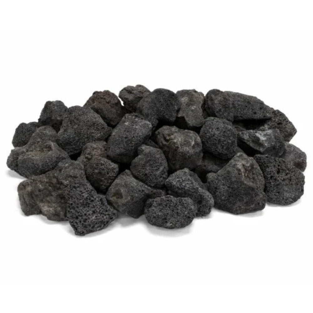 Assorted lava stones in dark gray and black, rough rock texture