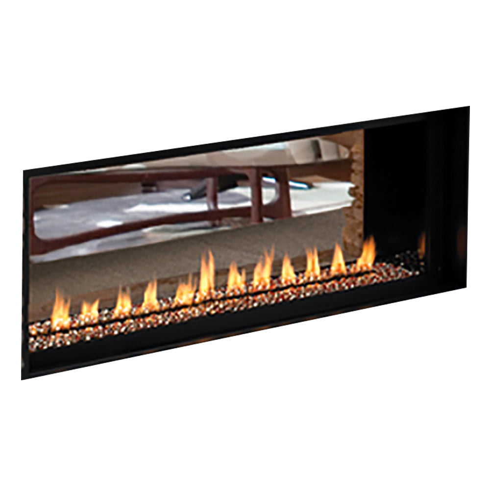 Vent-free see-through conversion kit insert with burner flame and glass frame