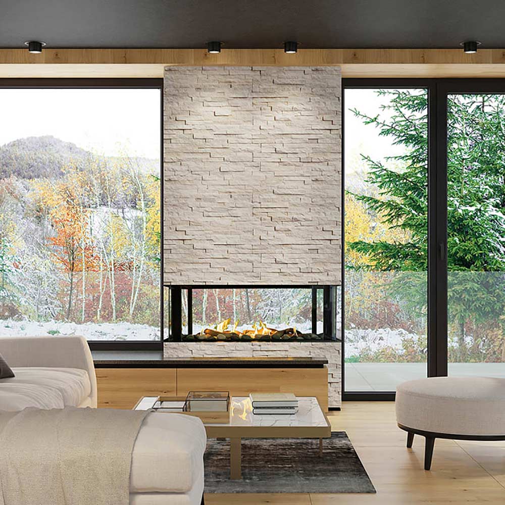 Sierra Flame 48-Inch Lyon 4-Sided See-Through Direct Vent Built-In Linear Gas Fireplace