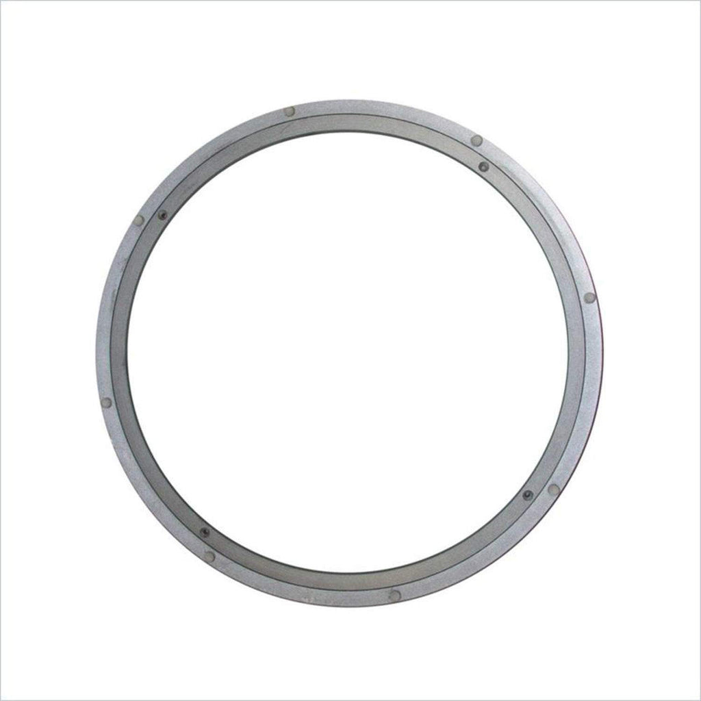 Metal lazy susan ring, round gray with evenly spaced bolt heads