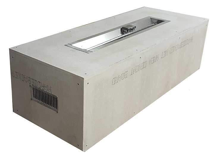Metal fire pit enclosure box with rectangular opening and vent panel on side