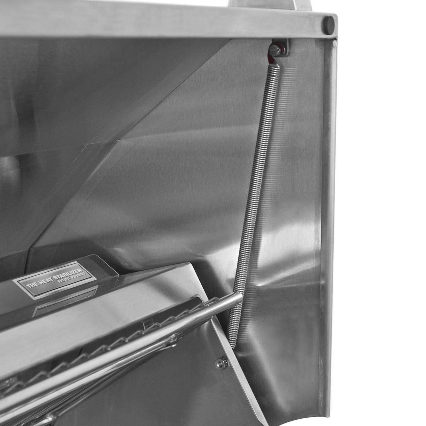 Built-in gas grill side access panel with flexible gas hose and stainless frame