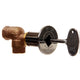 Angled gas shut off valve kit showing lever handle and round dial with M-N text