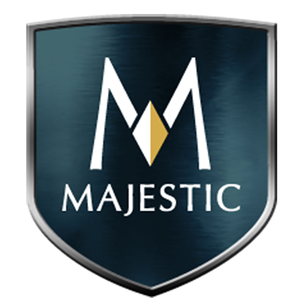 Majestic logo shield badge on dark blue background