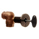 Angled gas shut-off valve kit with brass finish and black control knob