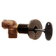 Angled gas shut off valve kit with round dial, dark center plate, and lever
