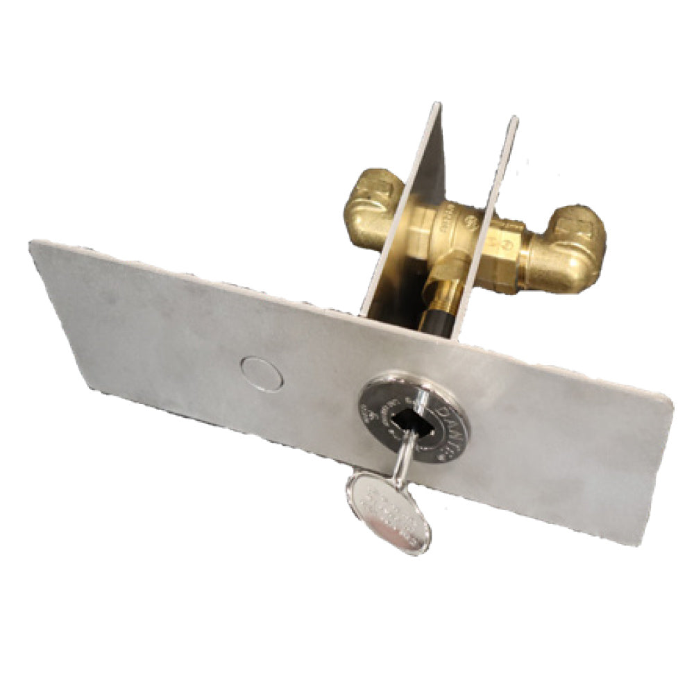 Aluminum key valve mounting bracket with dark bolt and small round handle