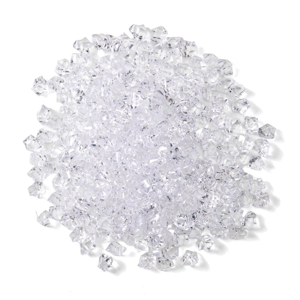 Clear acrylic crystal bed, dense pile of small faceted pieces