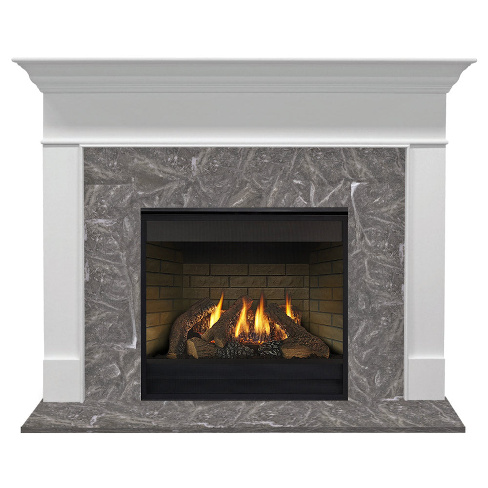 Majestic MDV3732 Direct Vent Gas Fireplace with Wescott Flush Mantel, Primed MDF Finish