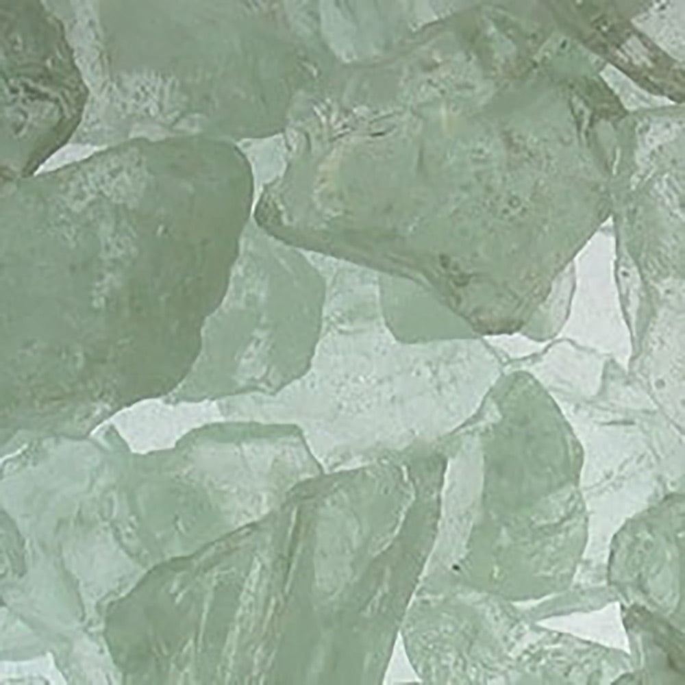 Crystal fire glass rocks, clear green glass pieces for fire pits.