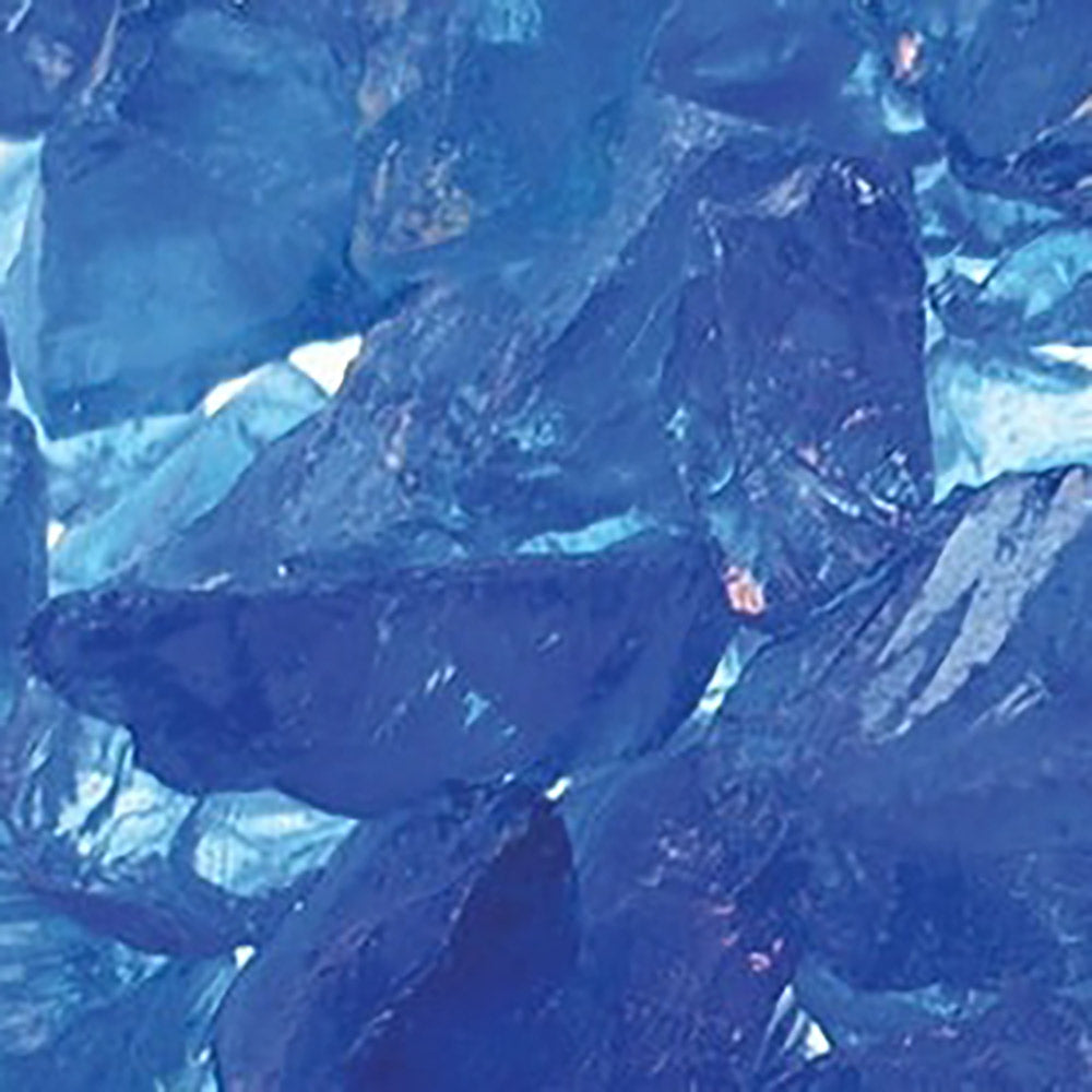 Cobalt blue fire glass nuggets and shards for outdoor fire pits