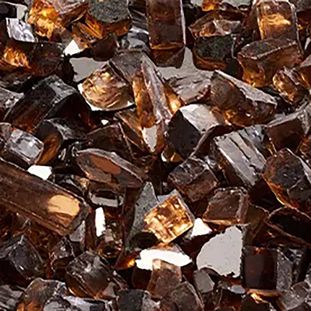 Crushed copper glass media with amber and clear jagged shards