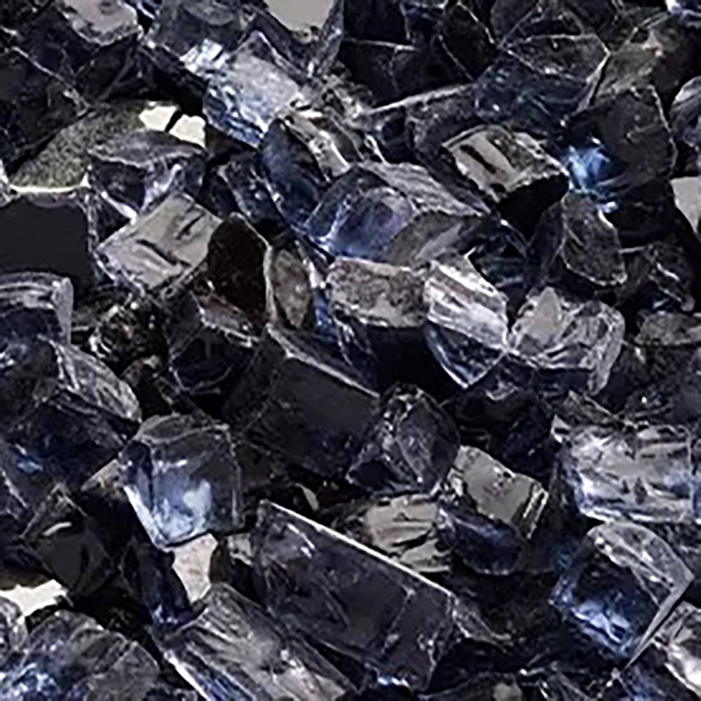 Crushed glass media with dark graphite shards and silver reflective pieces