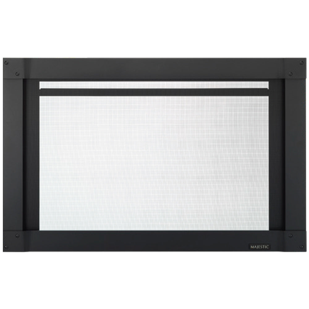 Black fireplace screen front with full view mesh panel, 30-inch size