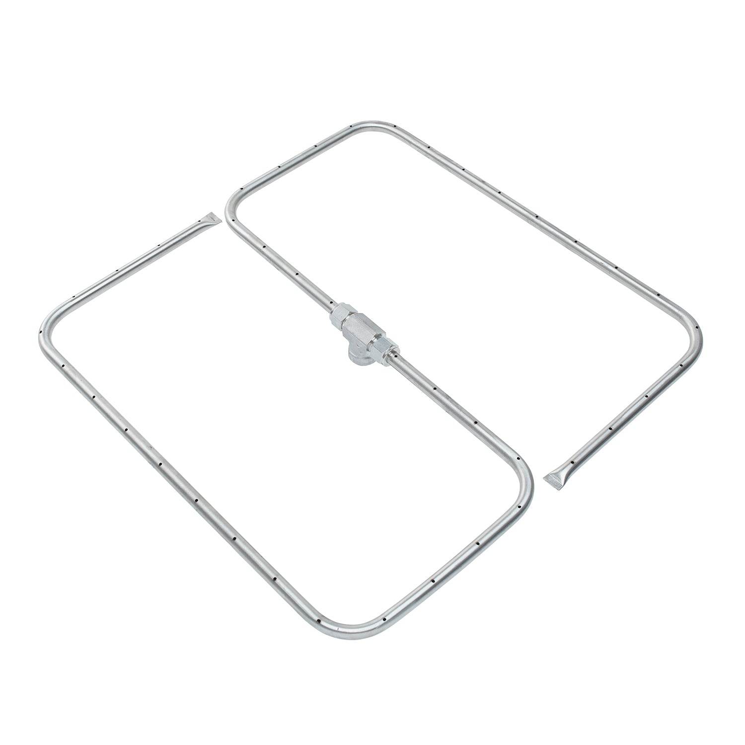 Stainless steel figure-eight gas burner frame with connector