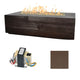 Linear concrete gas fire table with ignition module and brown finish sample