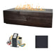 Linear concrete gas fire table with ignition module and dark finish sample