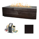 Linear concrete gas fire table with ignition module and black finish sample