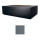 Rectangular outdoor fire table with medium blue-gray finish shown by the color swatch.