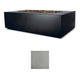 55-inch rectangular fire table with light gray finish swatch shown