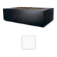 55-inch rectangular fire table, dark finish; white color sample.
