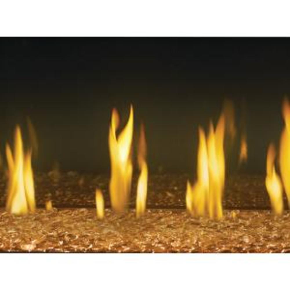 Napoleon glass beads media kit with topaz-toned flame effect on dark gravel