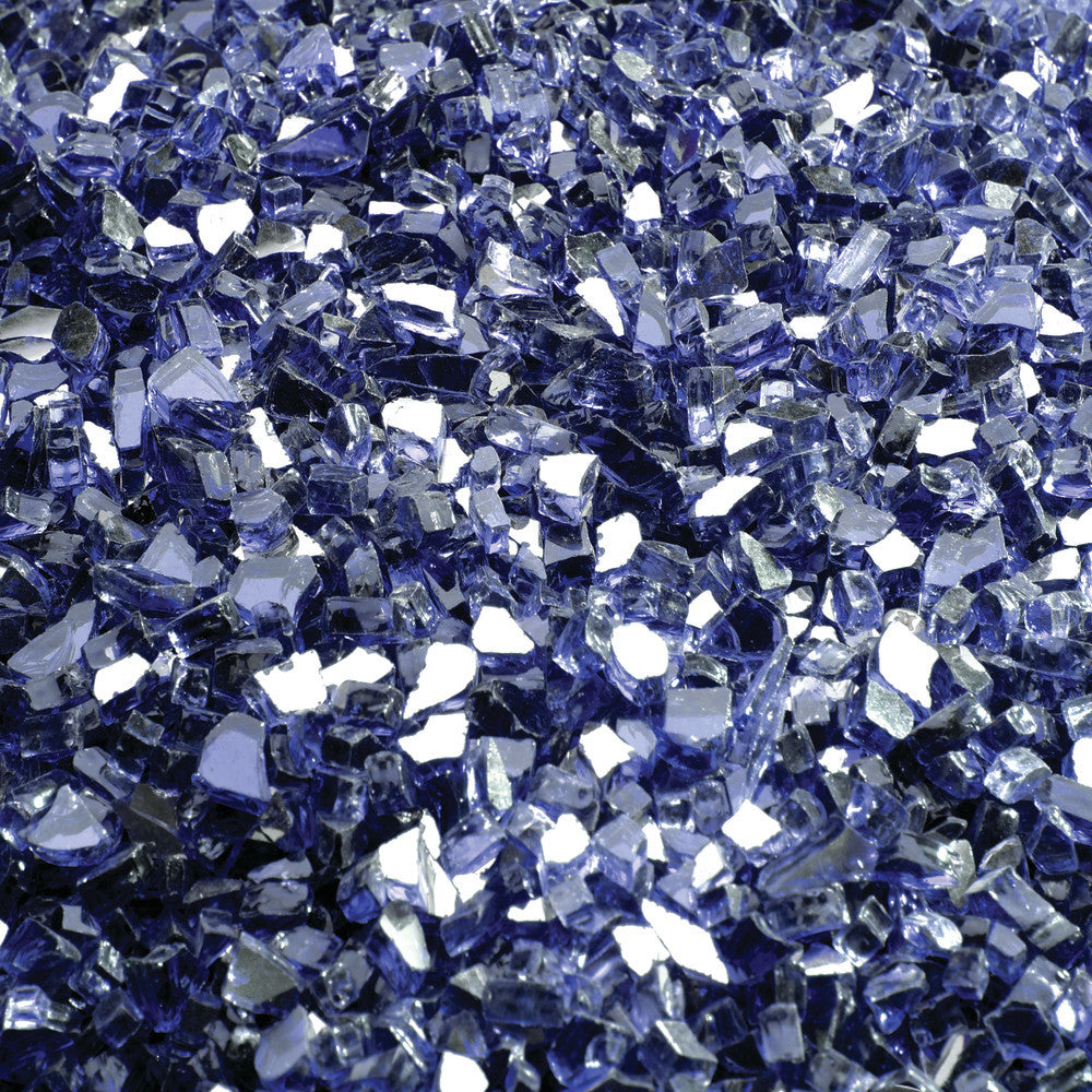Blue glass embers media kit with small faceted crystal pieces