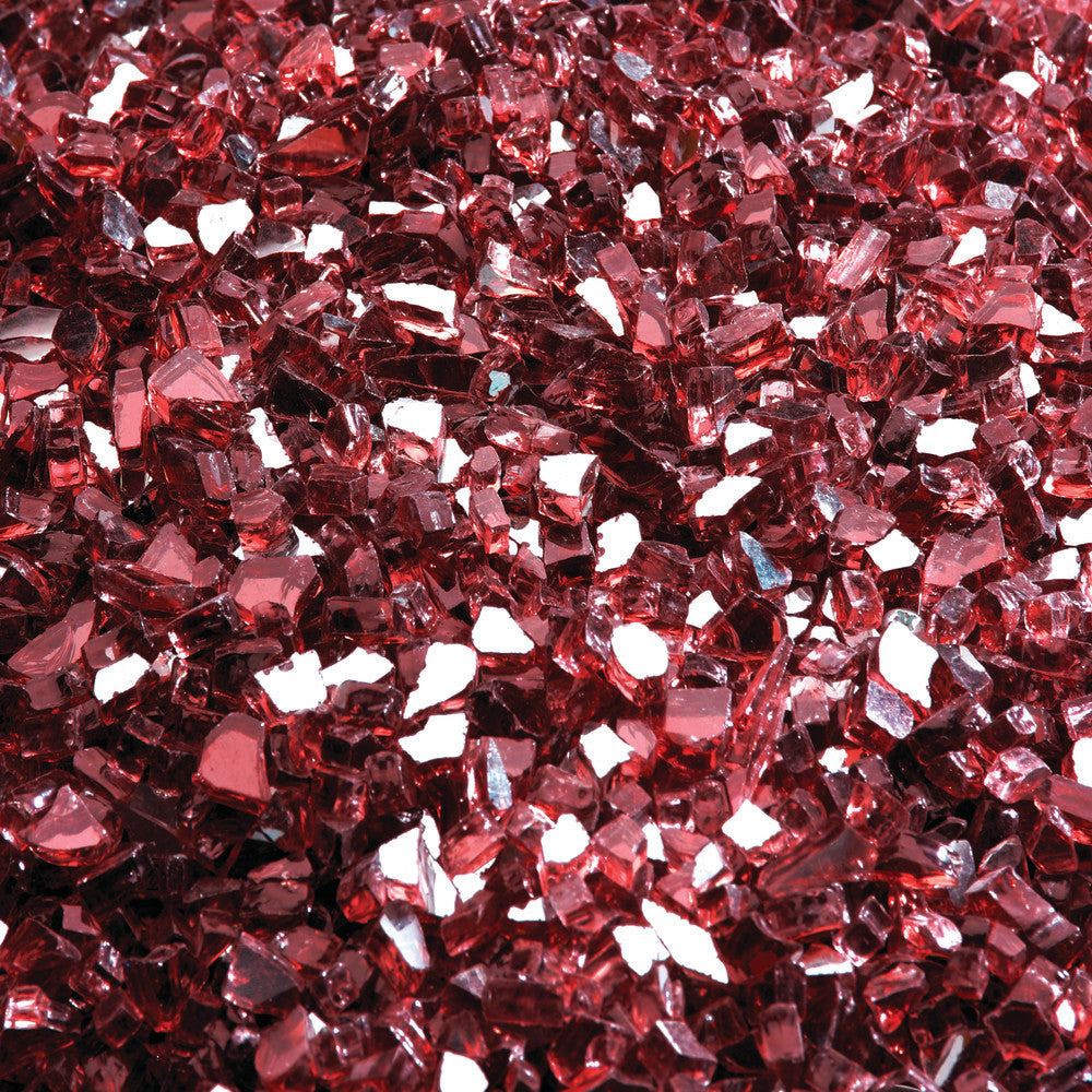 Red glass ember shards for media kit, faceted glitter pieces