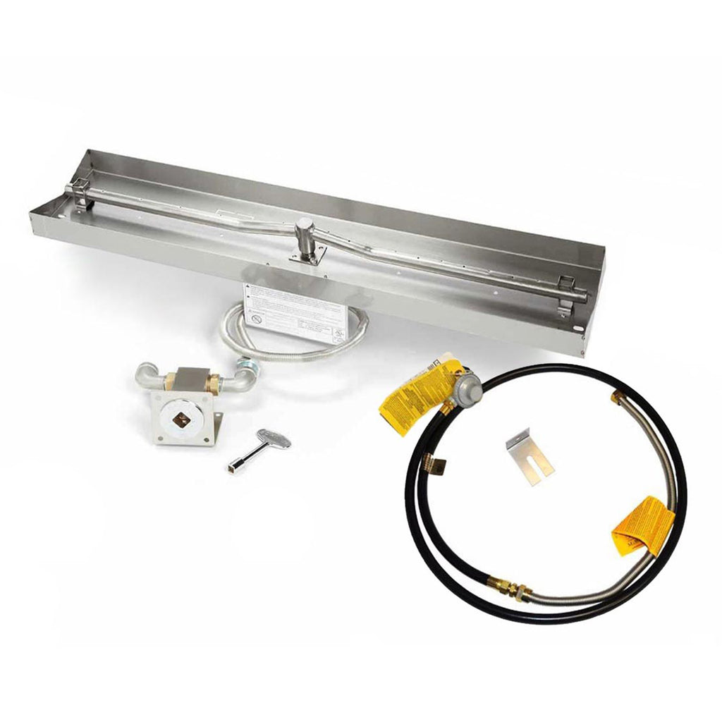 HPC Fire Linear MLFPK Match Light Gas Fire Pit Kit with Rectangular Interlink Pan and Torpedo Burner