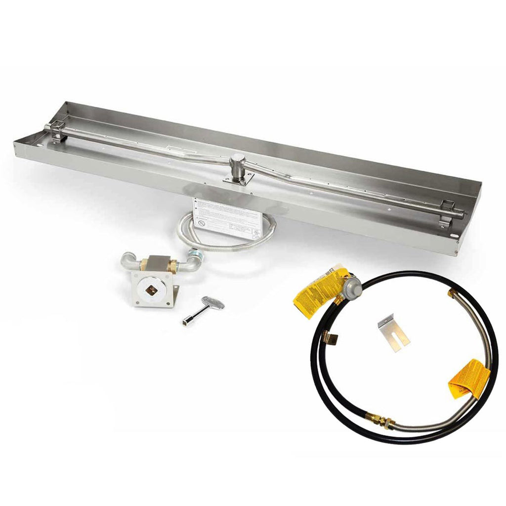 HPC Fire Linear MLFPK Match Light Gas Fire Pit Kit with Rectangular Interlink Pan and Torpedo Burner