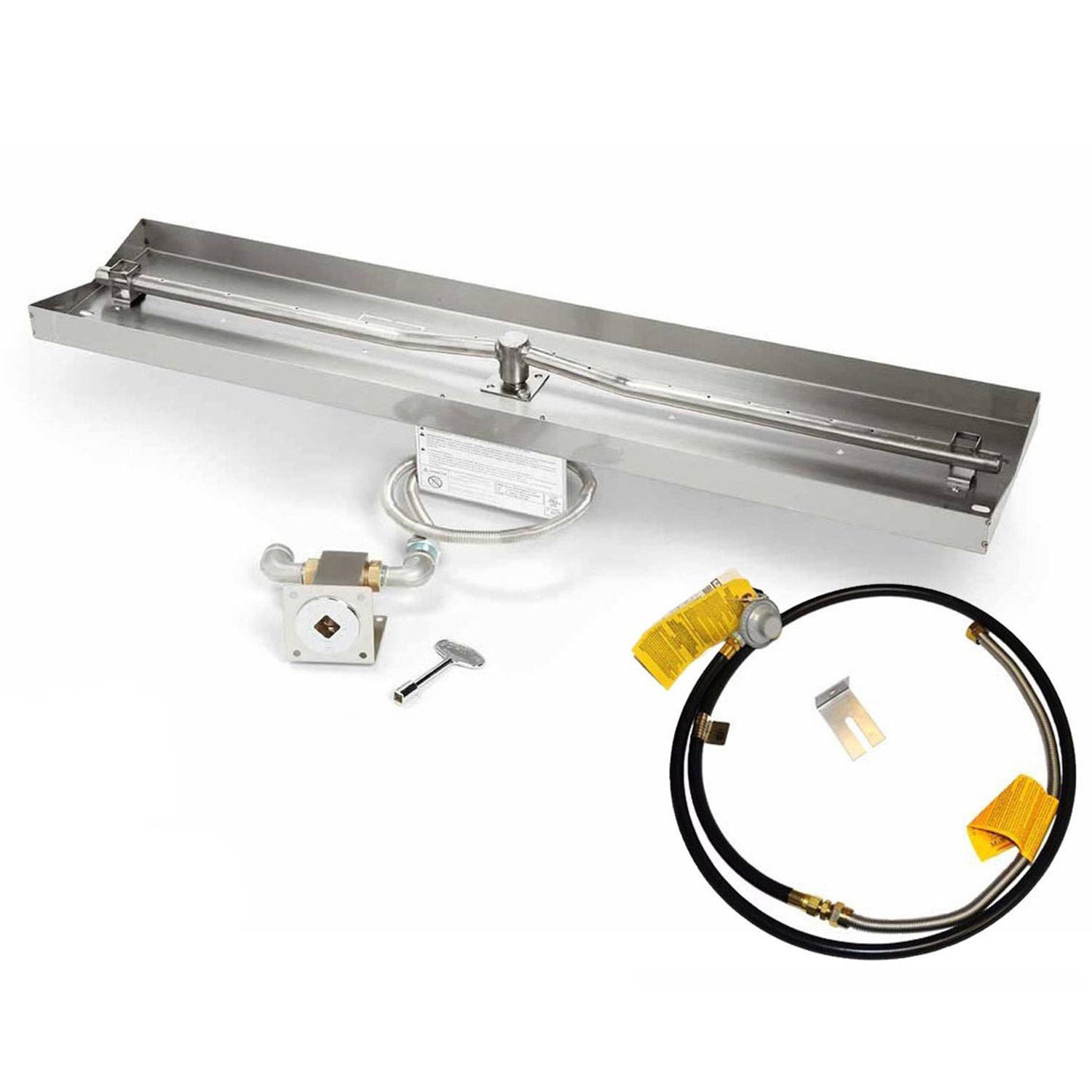 HPC Fire Linear MLFPK Match Light Gas Fire Pit Kit with Rectangular Interlink Pan and Torpedo Burner