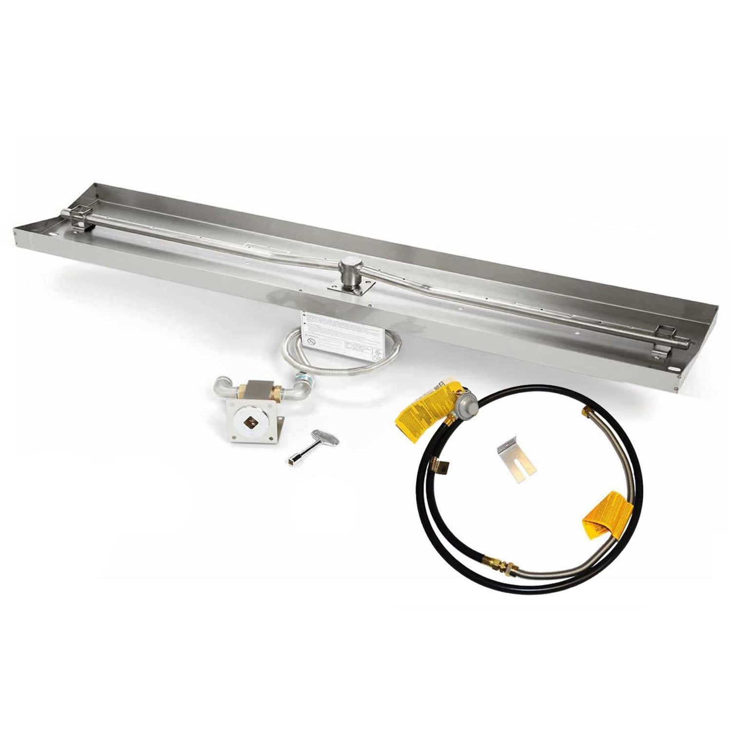 HPC Fire Linear MLFPK Match Light Gas Fire Pit Kit with Rectangular Interlink Pan and Torpedo Burner