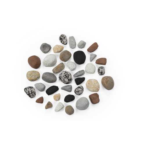 Mineral rock kit with assorted smooth stones, mixed gray, black, brown and white
