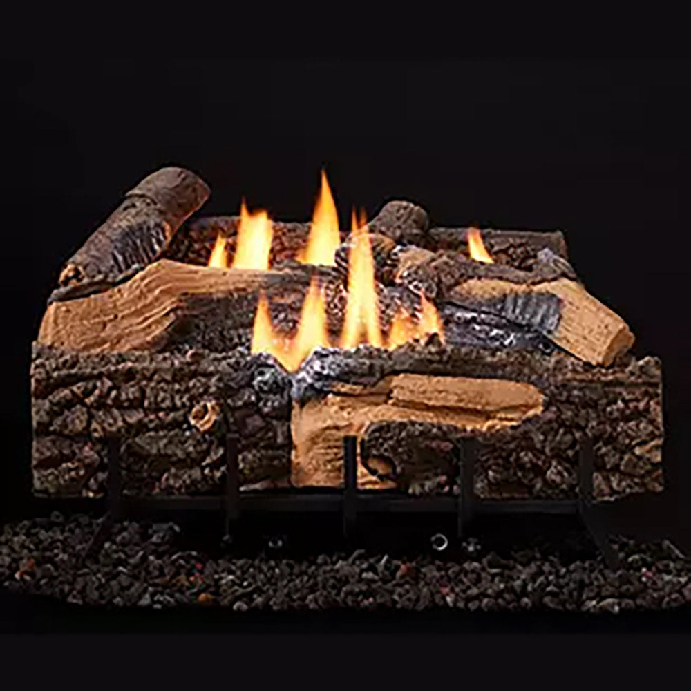 Outdoor Lifestyles 30-inch Mezmer log set with crackling flame display and faux logs