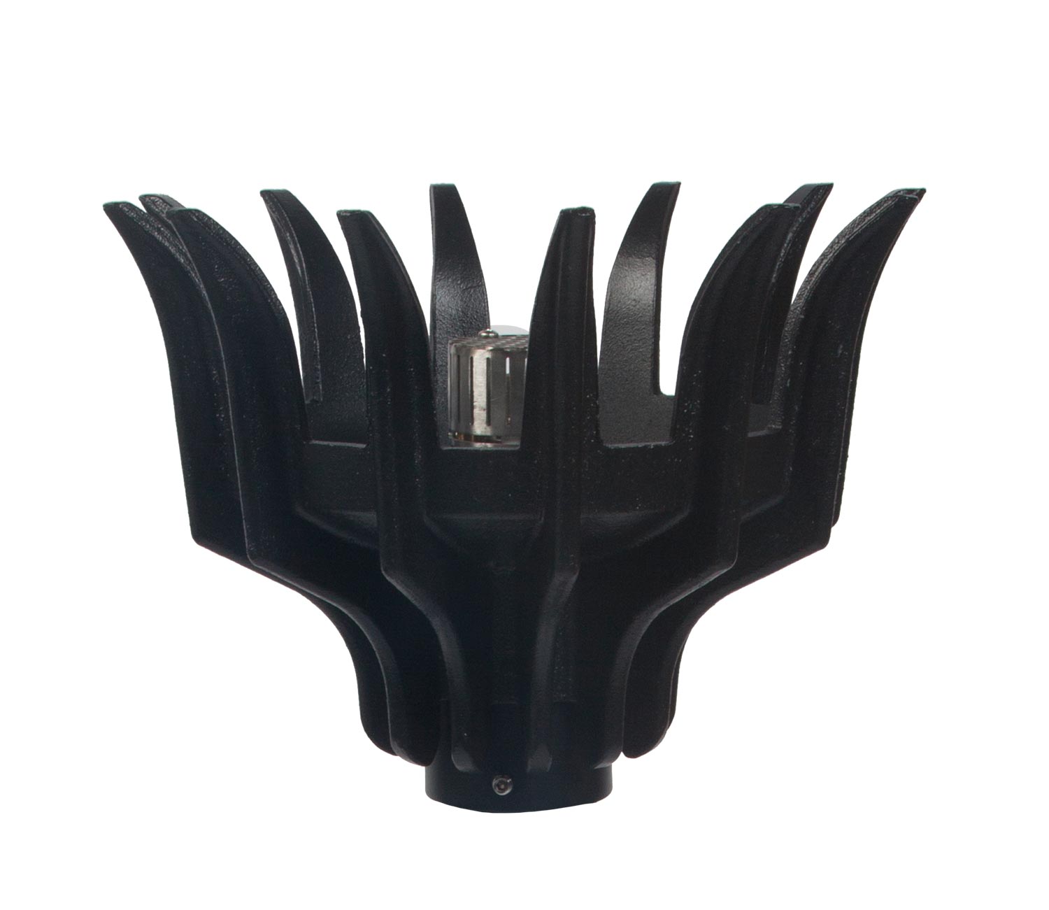Black gas torch head with multiple flame prongs and ignition core